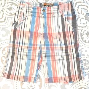 Lee Dungaree Relaxed Shorts plaid preppy boys adjustable waist y2k